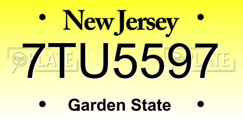 7TU5597 New Jersey License Plate
