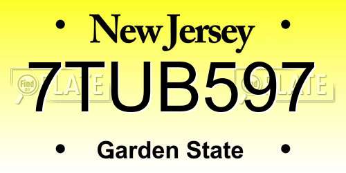 7TUB597 New Jersey License Plate