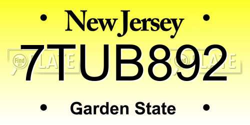 7TUB892 New Jersey License Plate