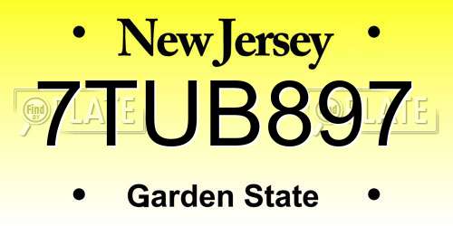 7TUB897 New Jersey License Plate