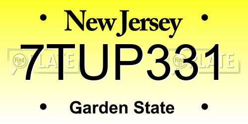 7TUP331 New Jersey License Plate
