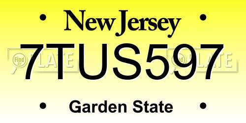 7TUS597 New Jersey License Plate