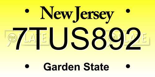 7TUS892 New Jersey License Plate