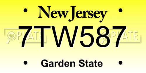 7TW587 New Jersey License Plate