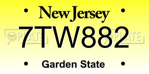 7TW882 New Jersey License Plate