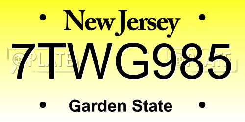 7TWG985 New Jersey License Plate