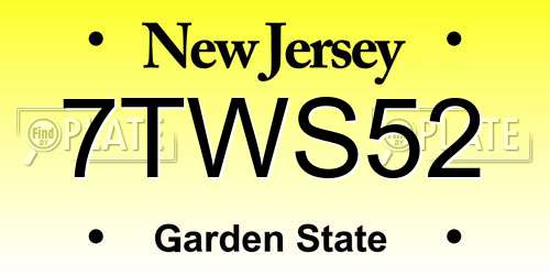7TWS52 New Jersey License Plate