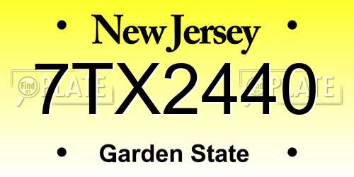 7TX2440 New Jersey License Plate