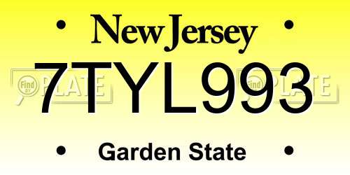 7TYL993 New Jersey License Plate