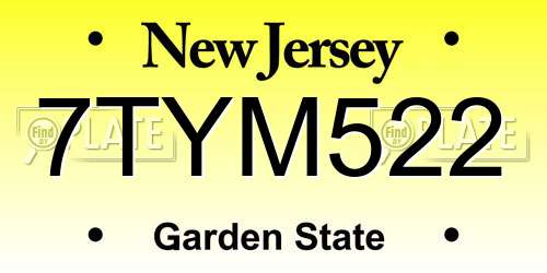 7TYM522 New Jersey License Plate