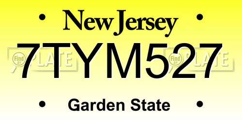 7TYM527 New Jersey License Plate