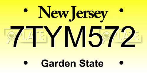 7TYM572 New Jersey License Plate