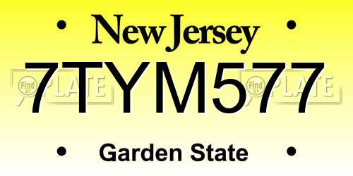 7TYM577 New Jersey License Plate