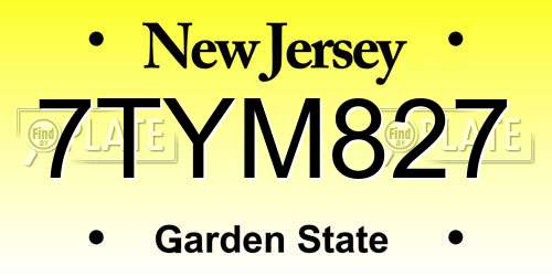 7TYM827 New Jersey License Plate