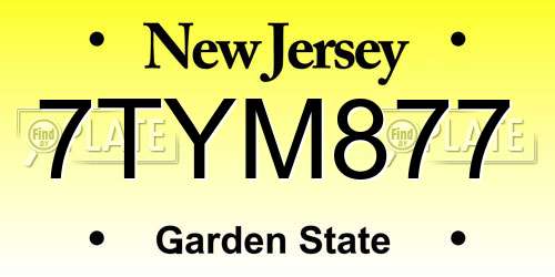 7TYM877 New Jersey License Plate