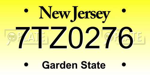 7TZ0276 New Jersey License Plate