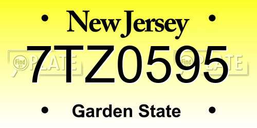 7TZ0595 New Jersey License Plate