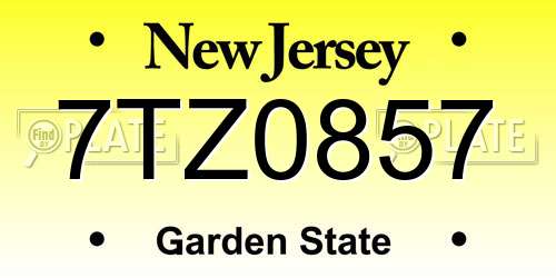 7TZ0857 New Jersey License Plate