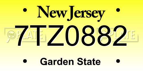 7TZ0882 New Jersey License Plate