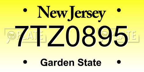 7TZ0895 New Jersey License Plate