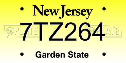 7TZ264 New Jersey License Plate