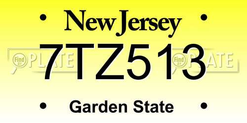 7TZ513 New Jersey License Plate