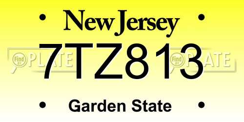 7TZ813 New Jersey License Plate