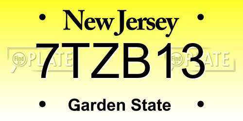 7TZB13 New Jersey License Plate