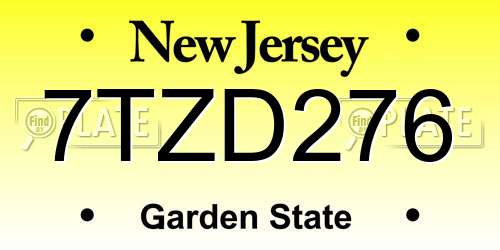 7TZD276 New Jersey License Plate