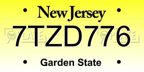 7TZD776 New Jersey License Plate
