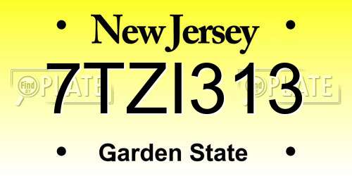 7TZI313 New Jersey License Plate