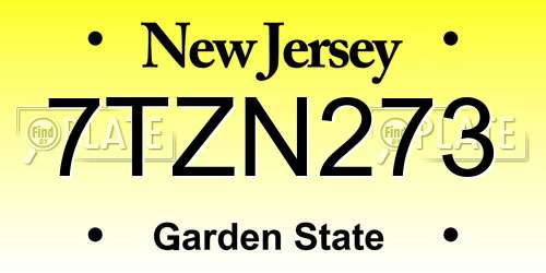 7TZN273 New Jersey License Plate