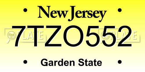 7TZO552 New Jersey License Plate