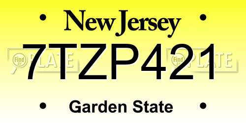 7TZP421 New Jersey License Plate