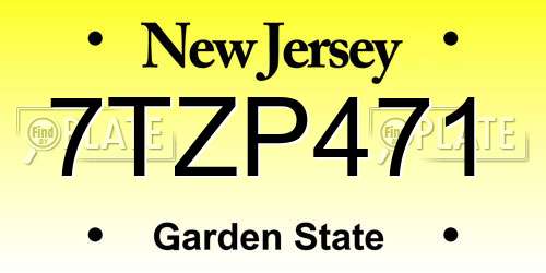7TZP471 New Jersey License Plate