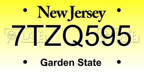 7TZQ595 New Jersey License Plate