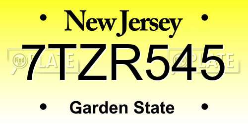 7TZR545 New Jersey License Plate