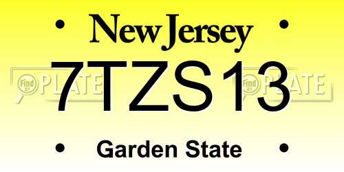 7TZS13 New Jersey License Plate