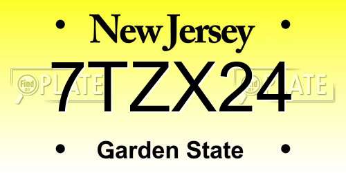 7TZX24 New Jersey License Plate