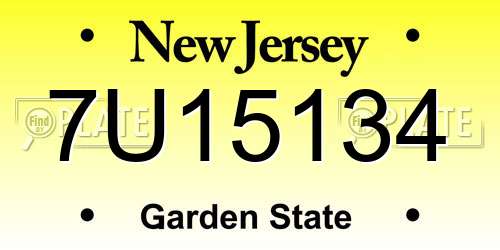 7U15134 New Jersey License Plate