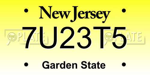7U23T5 New Jersey License Plate