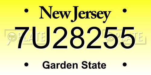 7U28255 New Jersey License Plate