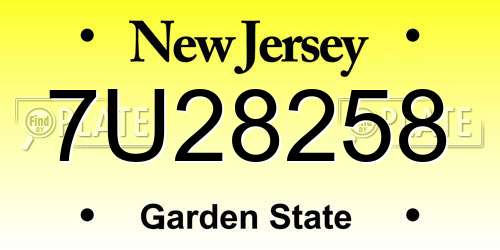 7U28258 New Jersey License Plate