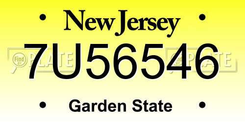7U56546 New Jersey License Plate