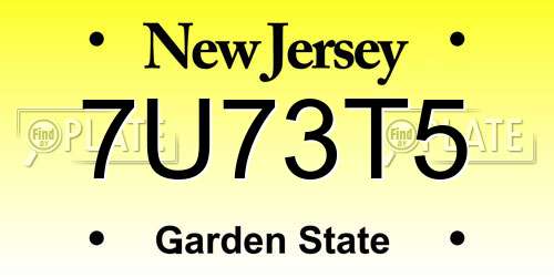 7U73T5 New Jersey License Plate
