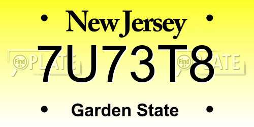 7U73T8 New Jersey License Plate