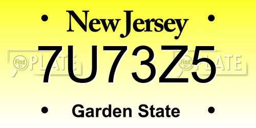 7U73Z5 New Jersey License Plate