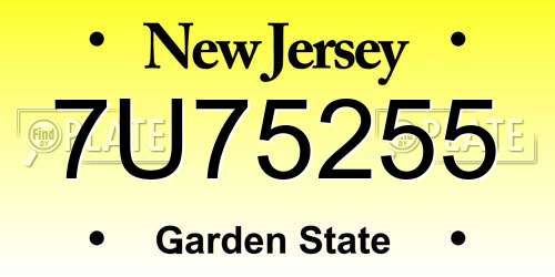 7U75255 New Jersey License Plate