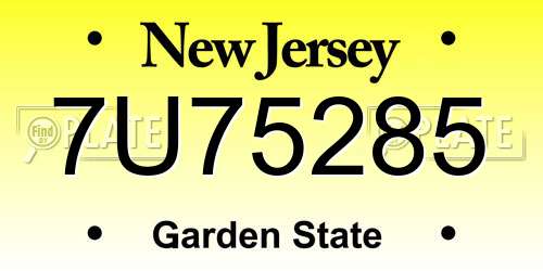 7U75285 New Jersey License Plate