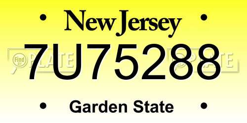 7U75288 New Jersey License Plate